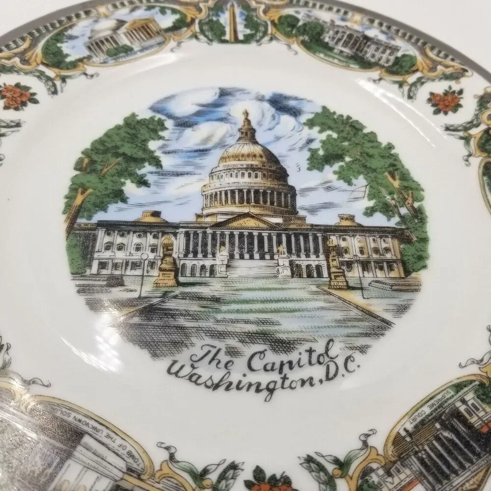 Vintage Capital Washington DC Collector Plate Souvenir White House Japan